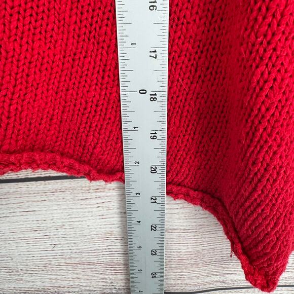 Vintage 90s S.W.A.K. Crop Oversized Sweater Womens Large Red Made in USA - Picture 9 of 9
